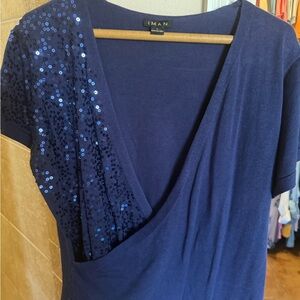 IMAN Navy Sequin Accent Dress